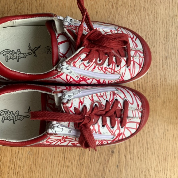 Funky Red and White Portofino Sneakers - Picture 3 of 6